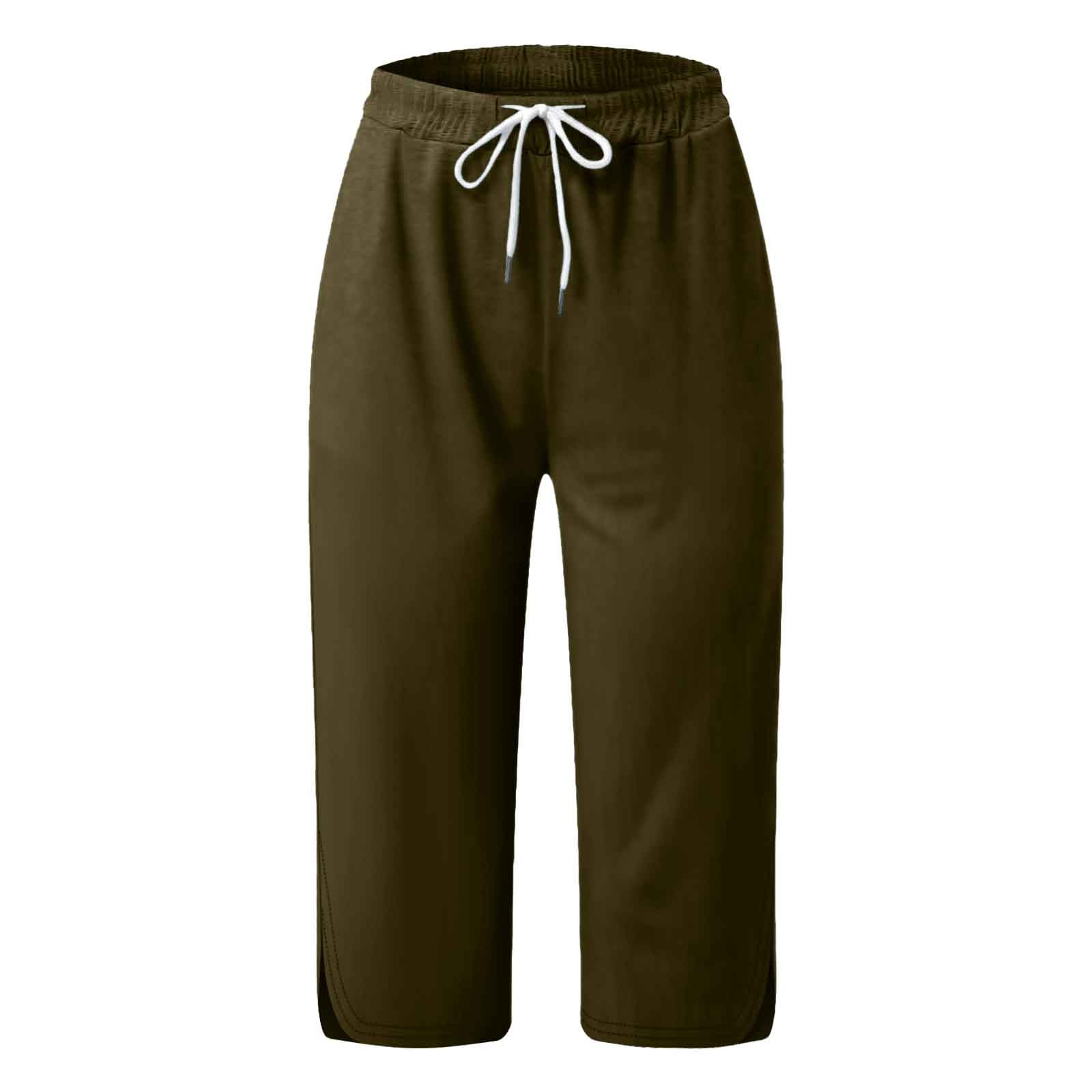 thumbnail image 4 of Pantalones capri de color liso y cintura media para niñas: pantalones informales elásticos y estilizantes, 4 of 5
